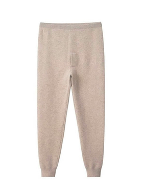 内蒙古100%纯山羊绒裤男加大加肥版中厚保暖裤高腰打底裤针织毛裤