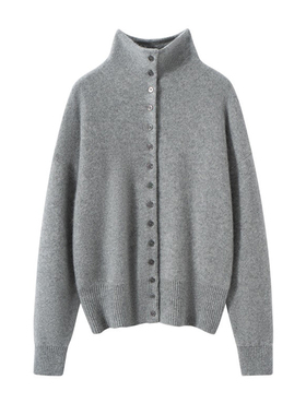 2025秋冬新款100%纯羊绒女士针织衫宽松山羊绒开衫高领百搭毛衣女