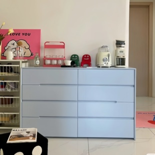 瑞典Arte奶油风实木八斗柜多巴胺客厅入门玄关柜卧室床尾储物柜子