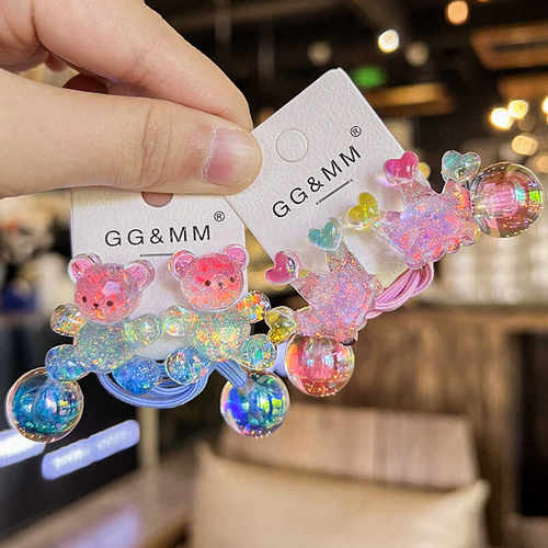 扎高马尾皮筋头饰彩珠蝴蝶发圈