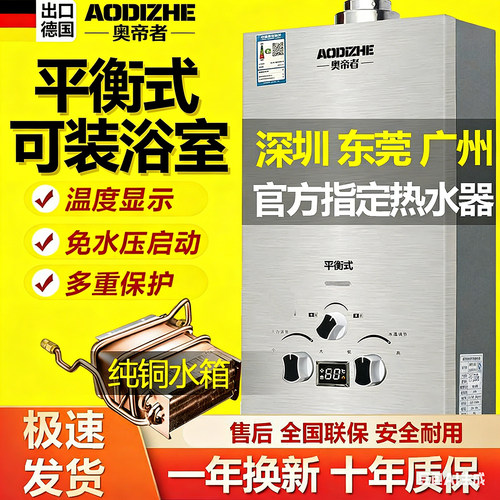德国出口】10升平衡式燃气热水器家用天然气液化气煤气瓶免水压