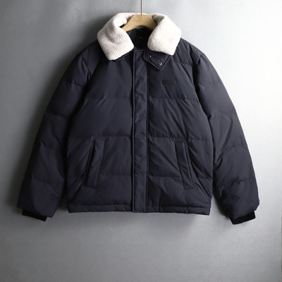 翻领可拆羊羔毛男士户外羽绒服