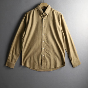 优外汇 欧美双R原货刺绣纯色商务休闲四季款男士简约奢华长袖衬衫