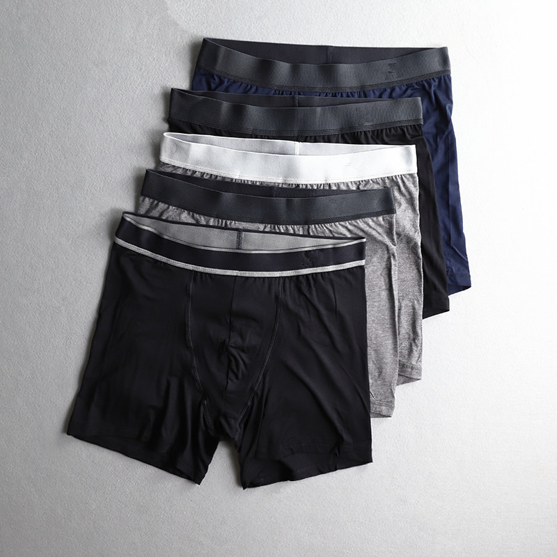 优外汇 欧美L家原货简约奢华纯色修身纯棉高端男士中高腰平角内裤