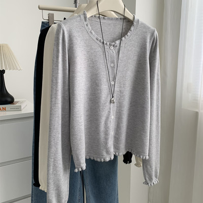 IN SEASON 设季-26年早春春季温柔复古木耳边DSQ-25162木耳边开衫