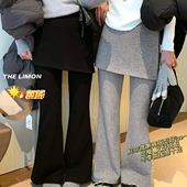 柠檬绿茶 长腿慢行｜设计感假两件屁帘百搭显瘦加绒微喇休YS1 930