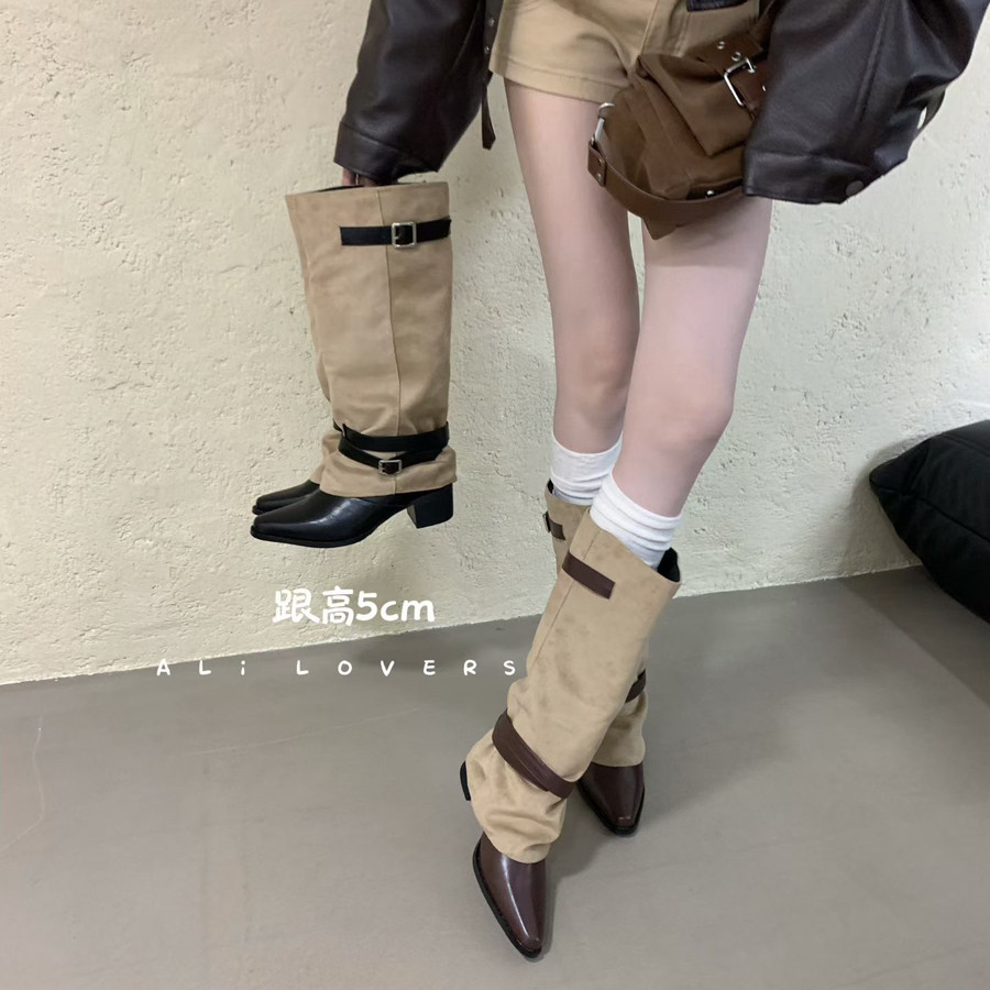 阿里情人-长靴设计感辣妹裤管靴粗跟矮个子出片穿搭长靴6688-520图片