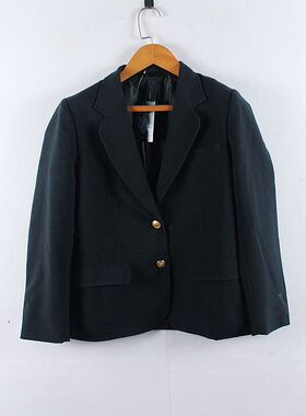 古着jk日制DK制服诘襟外套 中古制服日本学院学生西装军绿色外套