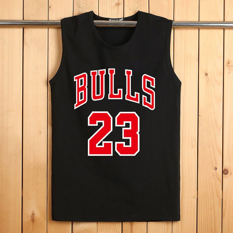 COTTON VEST MENS COTTON SLEEVELESS T-SHIRT LOOSE ROUND NECK CUT SLEEVES SUMMER SPORTS FITNESS SHOULDER BASE SHIRT TOP