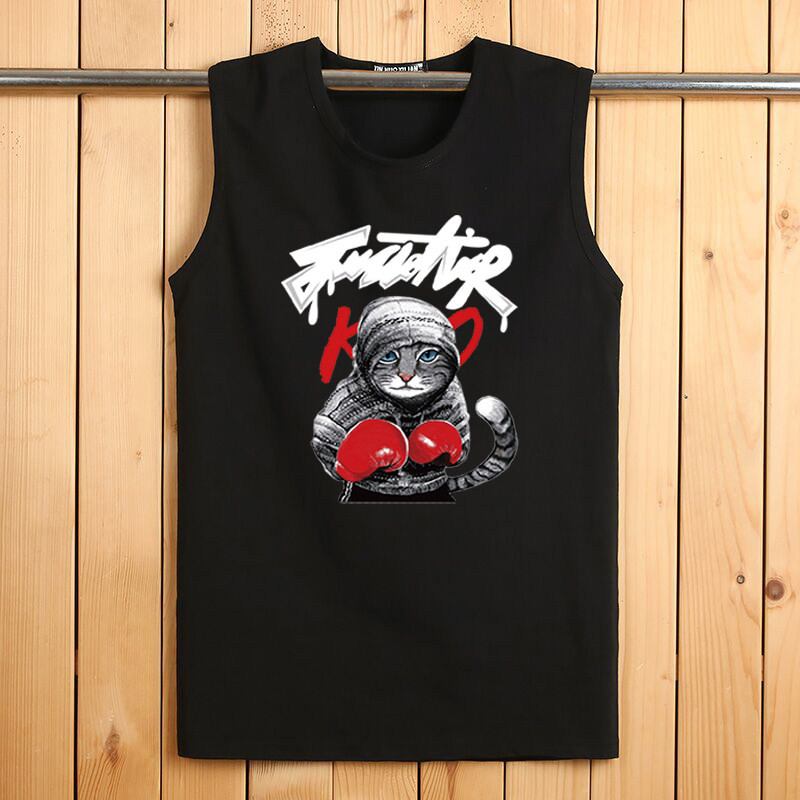 SUMMER COTTON VEST MENS SPORTS ROUND NECK PLUS FAT PLUS SIZE SLEEVELESS T-SHIRT MENS WAISTCOAT YOUTH BOTTOMING SHIRT