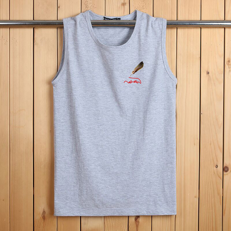 SUMMER COTTON VEST MENS SPORTS ROUND NECK PLUS FAT PLUS SIZE SLEEVELESS T-SHIRT MENS WAISTCOAT YOUTH BOTTOMING SHIRT