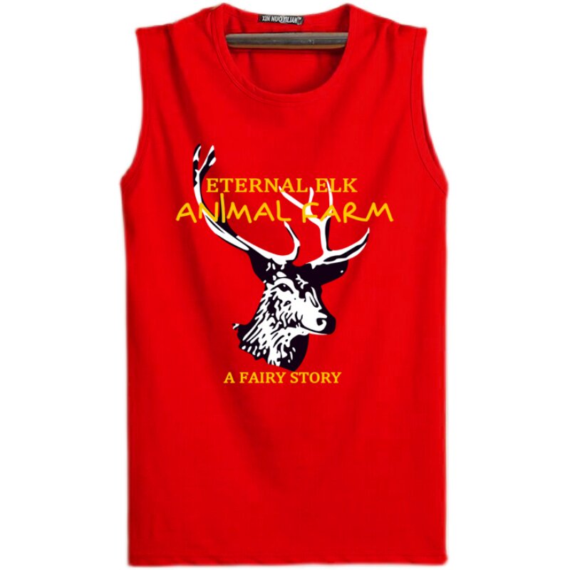 NEW VEST MENS SUMMER PLUS SIZE SLEEVELESS T-SHIRT SPORTS LOOSE T-SHIRT COTTON WIDE SHOULDER BASE MENS ROUND NECK SHOULDER