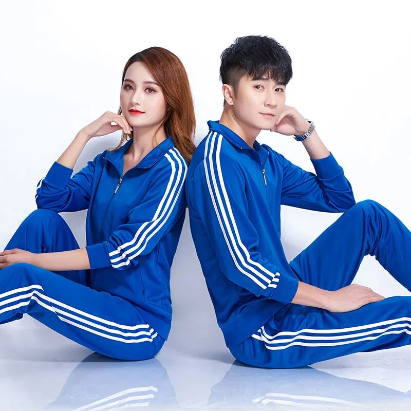 立领工作服长袖运动服套装男女广场舞健身跑步休闲服团购定制LOGO
