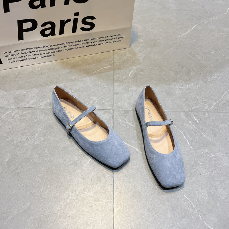 法式温柔风一字带玛丽珍鞋女2025夏季新款绒面方头复古平底女单鞋,女鞋,浅口单鞋,淘宝优惠券,粉丝福利购,淘宝优惠卷