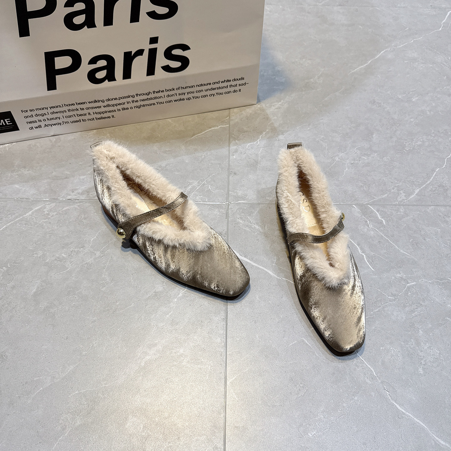 法式高级感粗跟单鞋女款2025秋冬新款加绒棉鞋平底玛丽珍毛毛鞋子,女鞋,浅口单鞋,淘宝优惠券,粉丝福利购,淘宝优惠卷