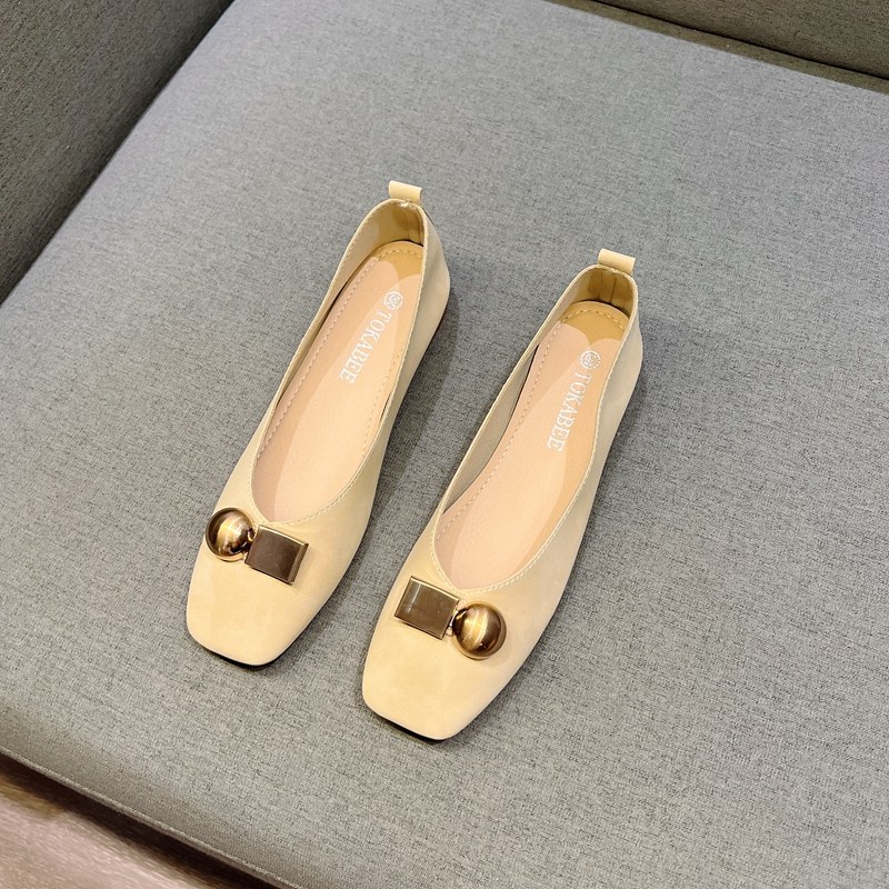 2025年春季新款复古奶奶鞋女方头百搭金属扣软皮舒适大码平底单鞋,女鞋,浅口单鞋,淘宝优惠券,粉丝福利购,淘宝优惠卷