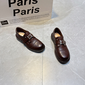 新款 布洛克乐福鞋 黑色单鞋 2026春季 女款 厚底百搭真皮英伦风小皮鞋