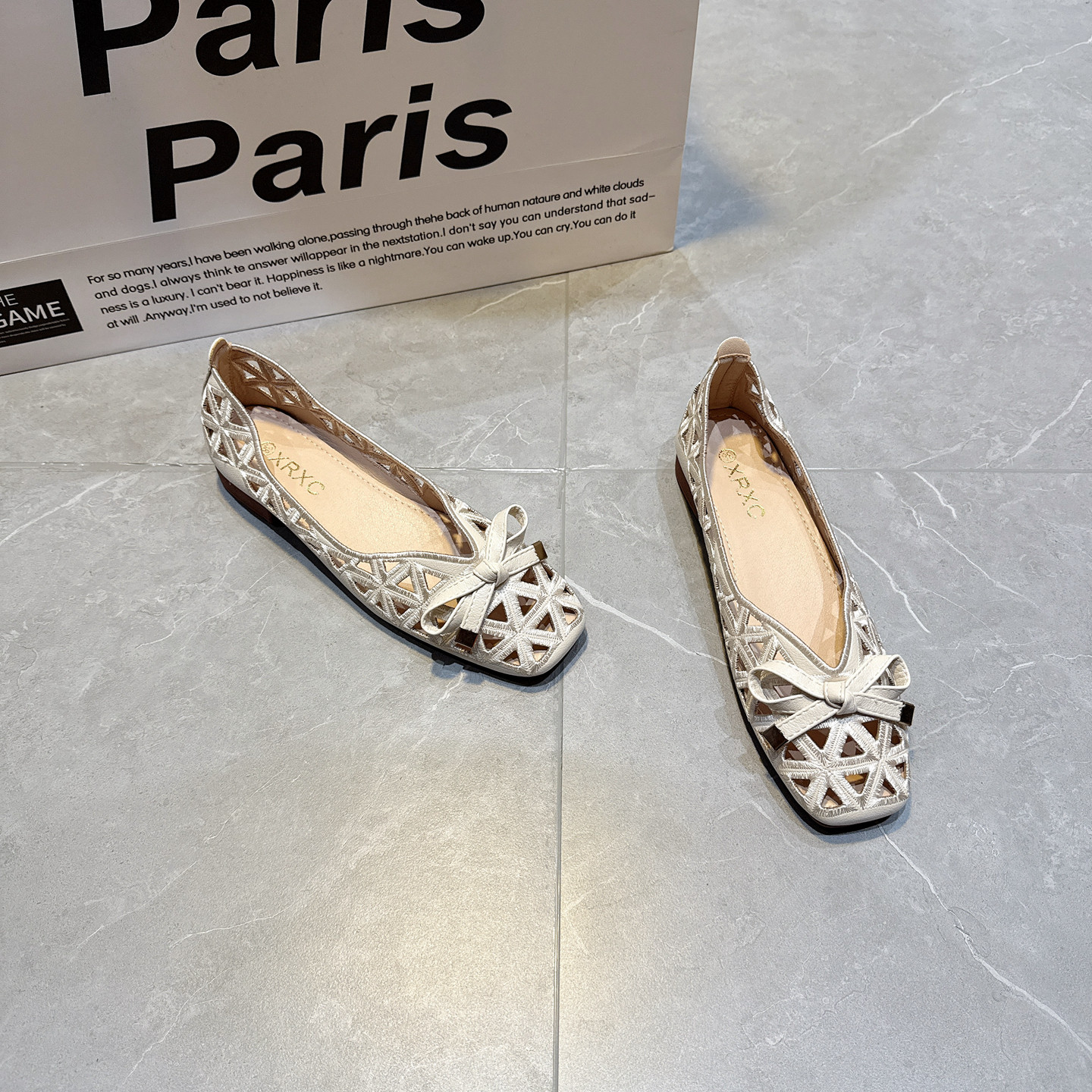 复古镂空凉鞋蝴蝶结平底单鞋女舒适软底方头浅口透气百搭女鞋大码,女鞋,浅口单鞋,淘宝优惠券,粉丝福利购,淘宝优惠卷