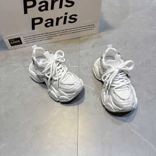 真皮复古做旧厚底老爹鞋女2026春季新款小个子增高女鞋运动休闲鞋