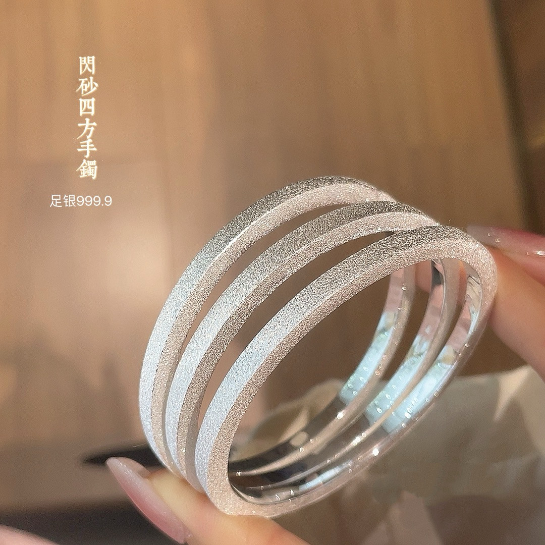 胜银· 四方古法磨砂方镯实心闭口足银999.9简约款百搭纯银手镯,饰品/流行首饰/时尚饰品新,银饰手镯,淘宝优惠券,粉丝福利购,淘宝优惠卷