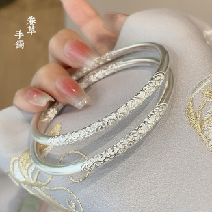 胜银·卷草纹古法闭口纯银手镯时尚 大方女生闺蜜礼物足银999.9