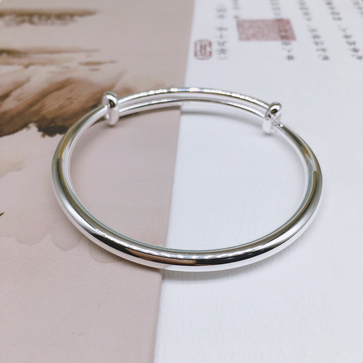 胜银·圆棍实心光面推拉口足银999手镯亮面百搭简约送礼纯银手镯,饰品/流行首饰/时尚饰品新,银饰手镯,淘宝优惠券,粉丝福利购,淘宝优惠卷