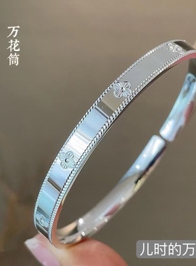 胜银·万花筒亮面开口内卜纯银手镯百搭女生闺蜜时尚礼物足银999