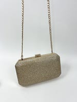 The remaining stock of the UK order from outside is a fashionable, light luxury, shiny velvet surface, metal mouth and gold chain evening clutch thumbnail 6