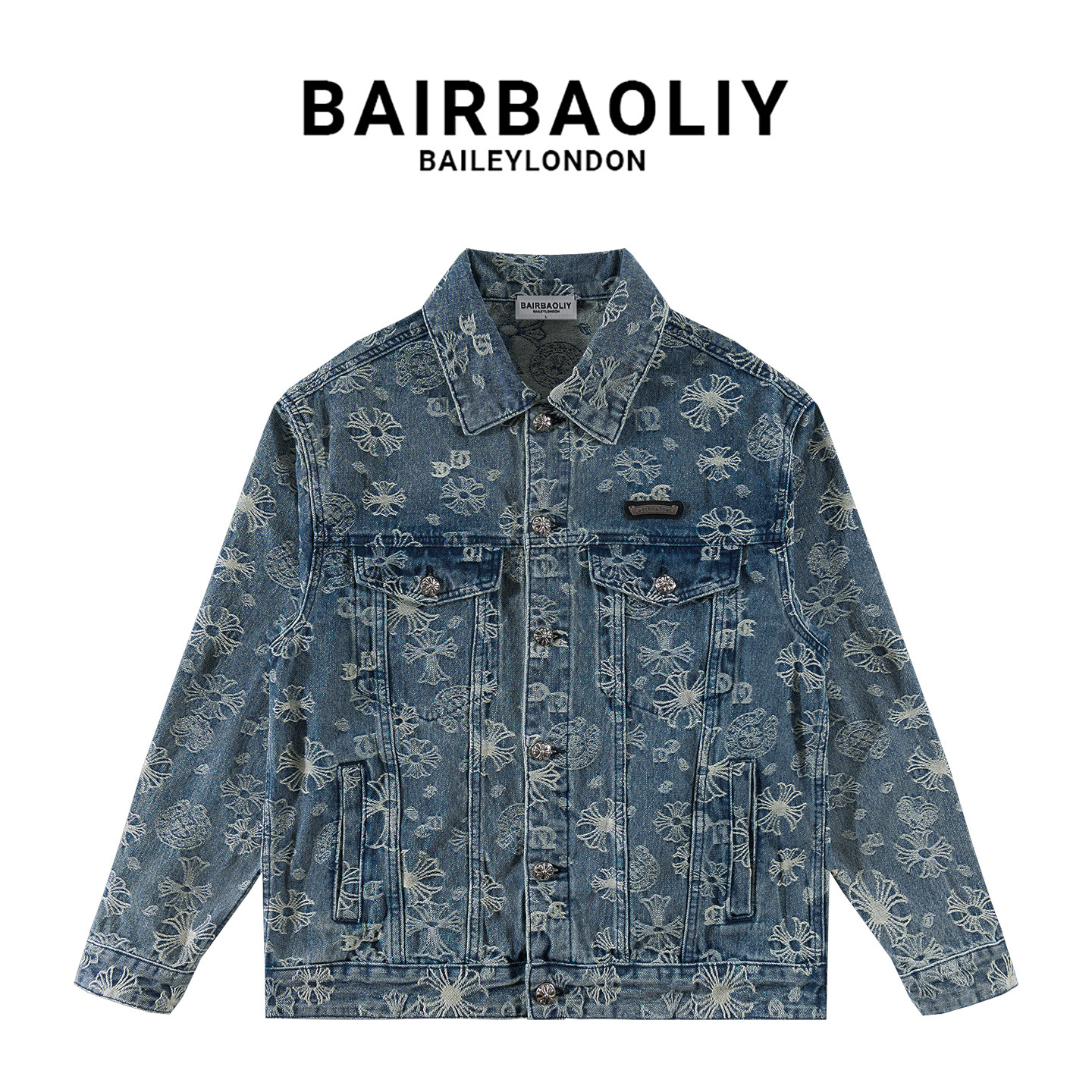 BAIRBAOLIY2025新款小香风大牌质感十字提花高版本牛仔夹克外套男,男装,牛仔外套,淘宝优惠券,粉丝福利购,淘宝优惠卷