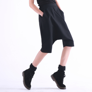 黑色舞蹈裤 宽松显瘦户外休闲五分马裤 女春夏新款 休闲哈伦裤
