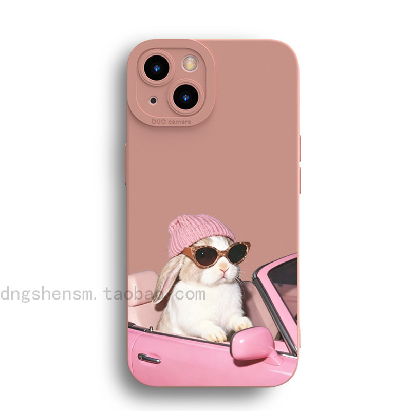 粉色敞篷车猫咪苹果17手机壳适用iPhone16promax全包13/14软壳15硅胶套11/12女款16e创意XR/8plus卡通