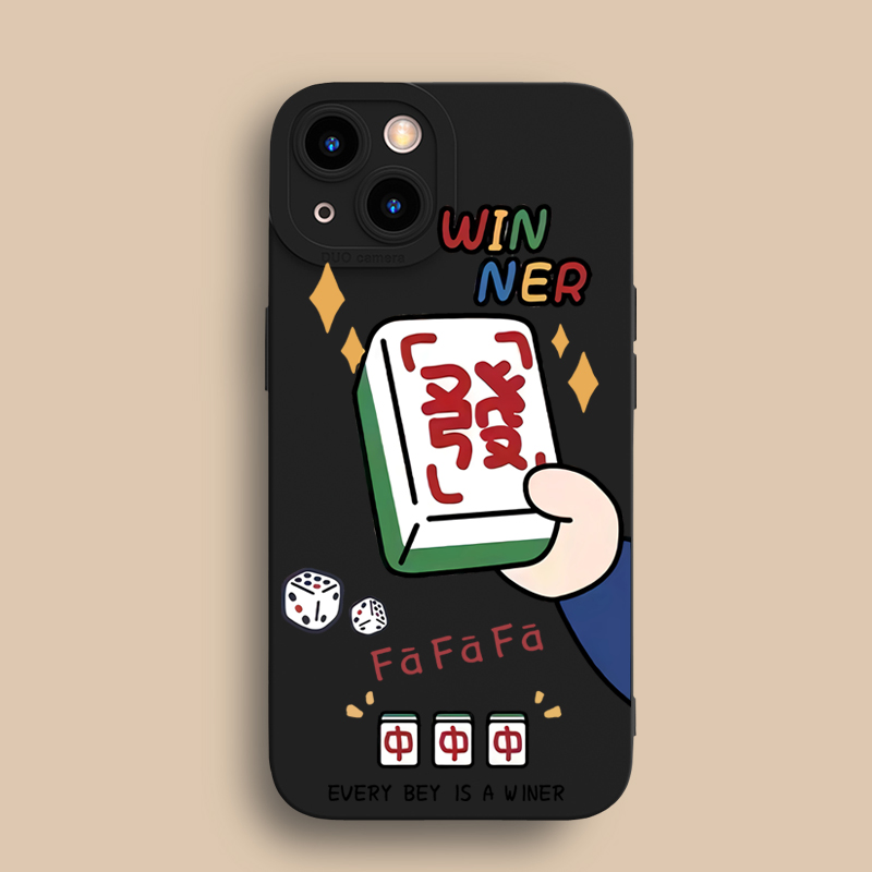 麻将發财适用苹果13手机壳全包iPhone15promax硅胶17/16/14软壳11/12新年款16e/XR/XS创意7/8plus保护套防摔