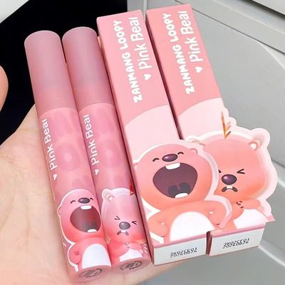 pinkbear皮可熊唇釉裸色系素颜loopy联名彩妆口红皮克熊牛仔唇泥