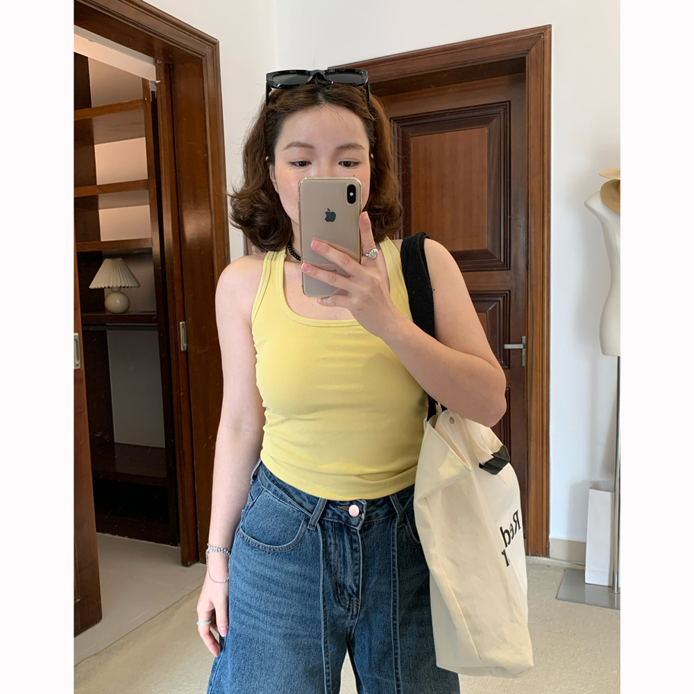 Omang桃喜 带胸垫遮副乳吊带背心女夏季纯棉工字一体杯内搭美背