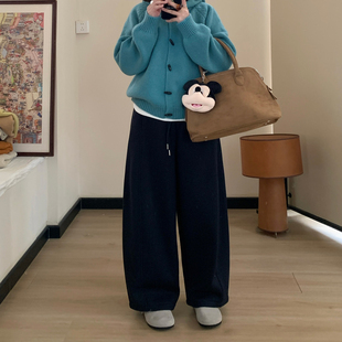 潮 女秋冬松紧腰显瘦休闲运动裤 Omang桃喜 小个子加绒加厚弯刀卫裤