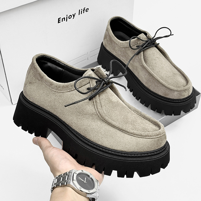 骏鹏鞋业小众厚底乐福鞋增高德比鞋低帮男鞋大码39-45