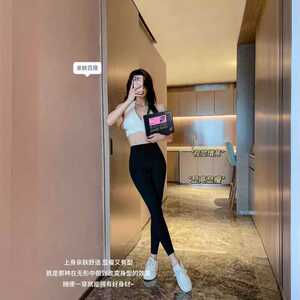 黑金芭比裤2024秋季高腰提臀显瘦紧身裤黑色瑜伽裤
