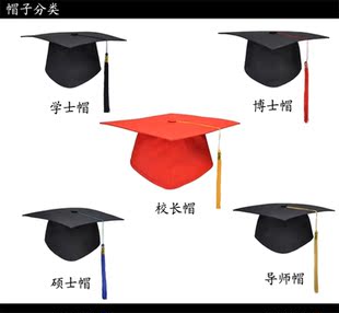 学士服大学生博士硕士本科毕业礼服文科理科工科黄色粉色内搭帽子