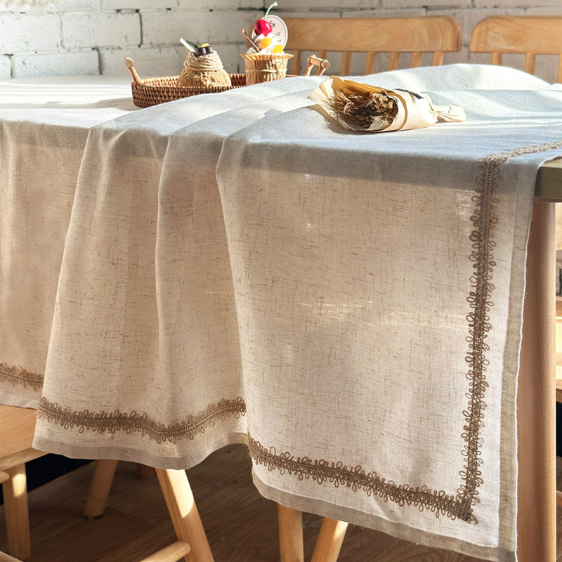 日式复古餐桌布侘寂简约麻编织茶几布ins民宿咖啡厅清新野餐露营