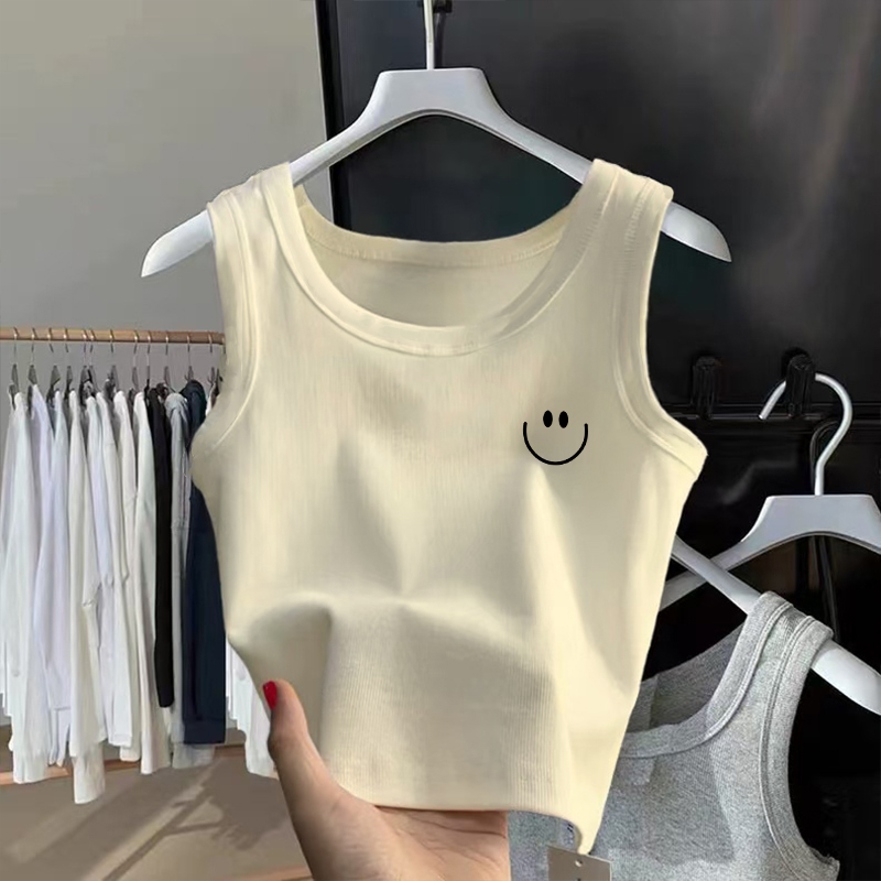 简约百搭无袖背心辣妹装小众新款2025夏季美背吊带纯棉t恤小上衣