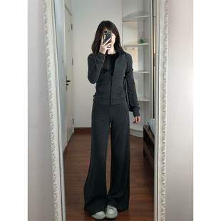 洋气显瘦卫衣套装女2026秋季修身韩版阔腿长裤时尚休闲运动两件套