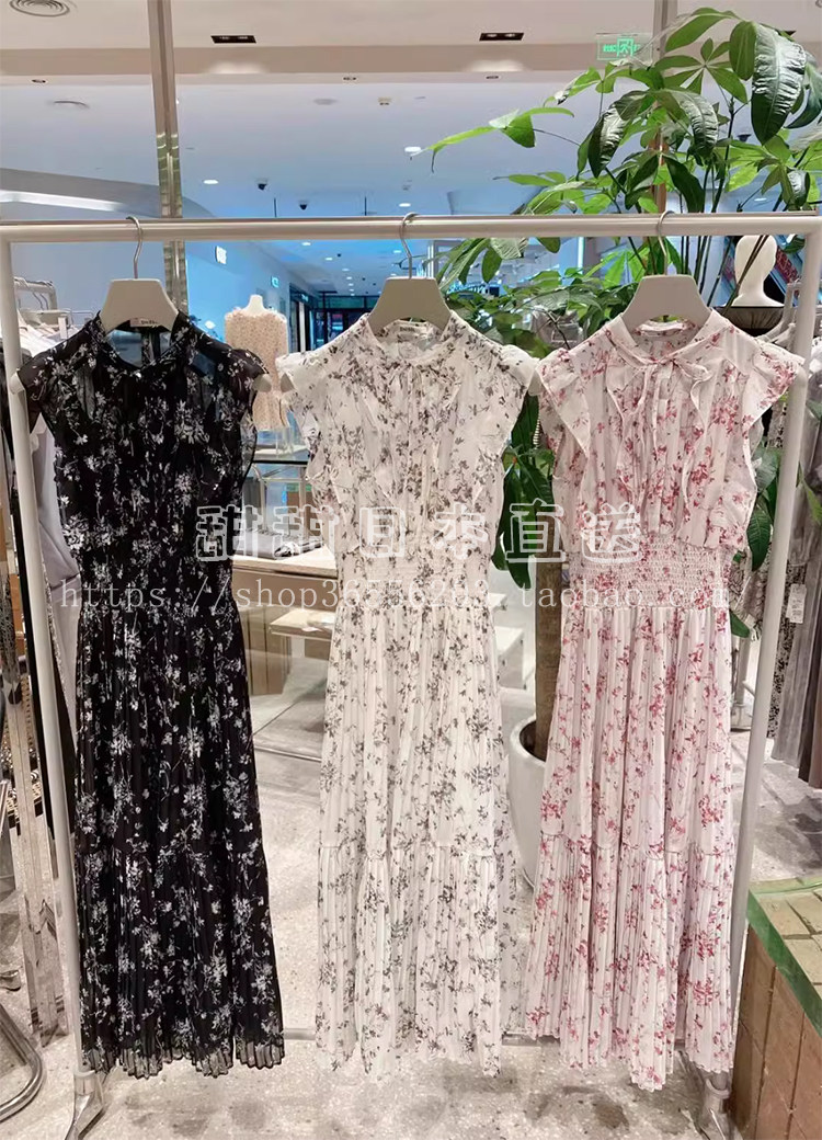 日本代购SNIDEL春夏新品荷叶边小飞袖印花收腰连衣裙女SWFO241060