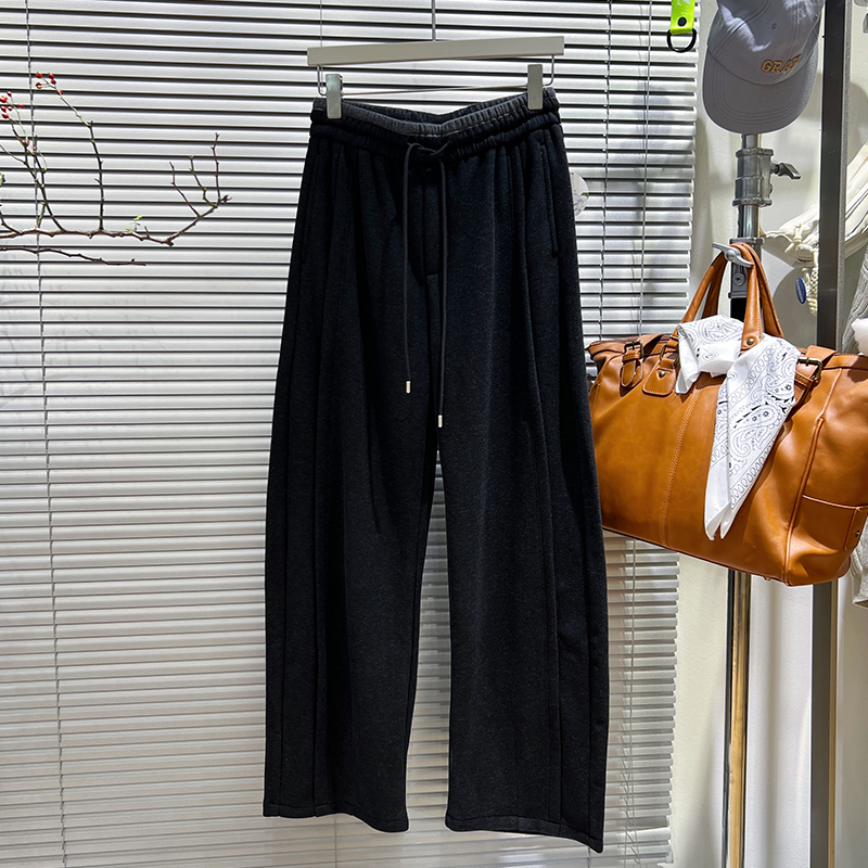 轻奢松弛感抓绒加厚阔腿毛呢裤男