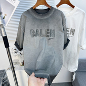 T恤男士 春季 美式 擦色做旧渐变高克重短袖 复古宽松休闲短袖 T恤上衣