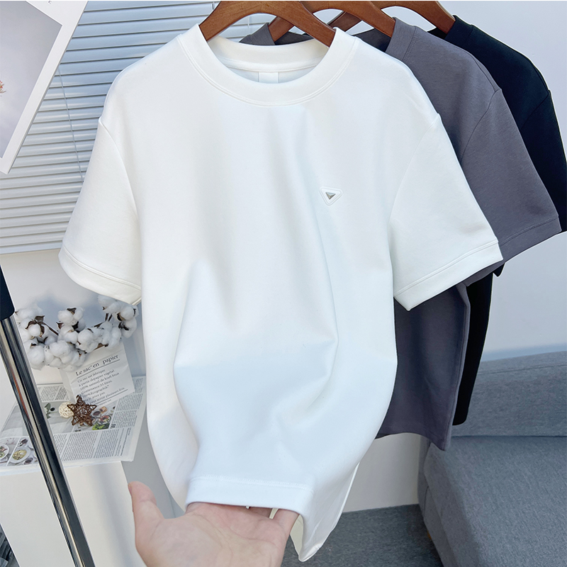 秋冬加厚质感磨毛莫代尔短袖T恤