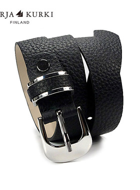 玛丽亚古琦女士商务简约荔枝皮黑色腰带头层牛皮带细腰带