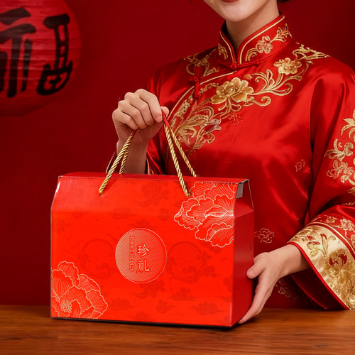 2026新年春节年货包装礼品盒空盒干果零食土特产通用纸箱手提盒