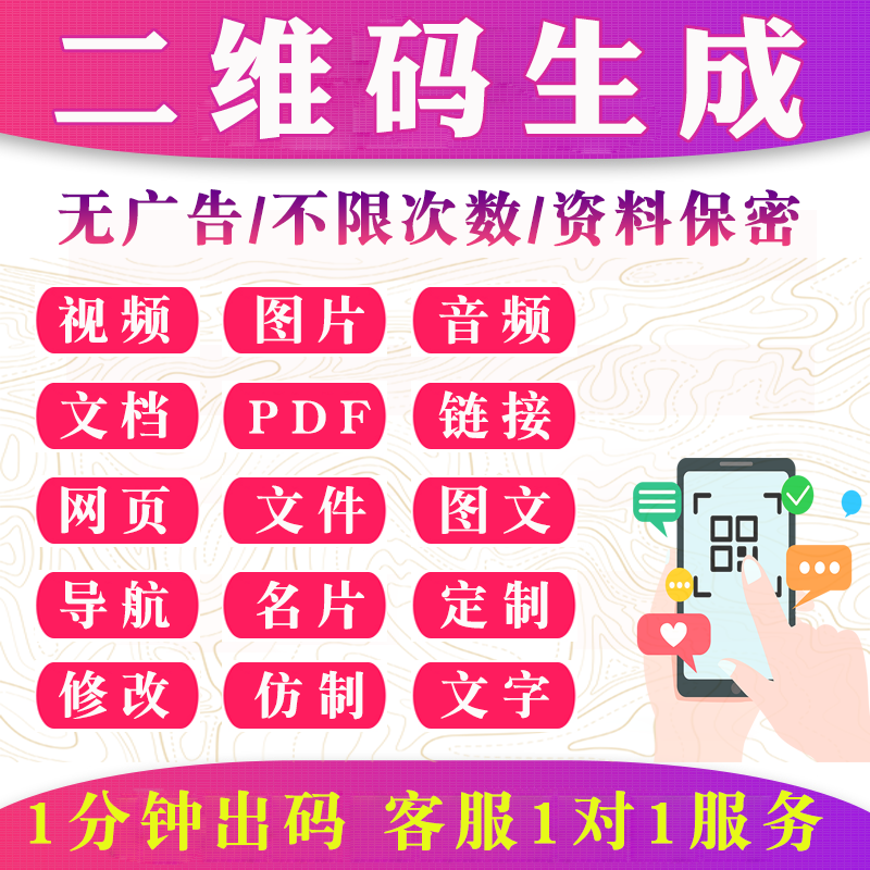 视频音频图片文字链接地图PDF文件mp4转二维码草料生成制作修改器