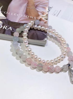 香港正生正品天然粉水晶手链女款轻奢小众设计感手链