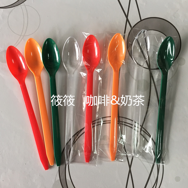 一次性塑料勺子 加厚长柄更 橙/绿...